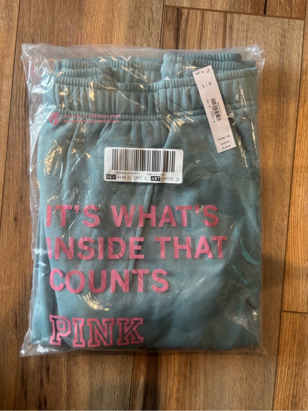 Light Blue VS Pink Wellness Club Sweatpants with White Script Side Logo - Picture 2 of 2
